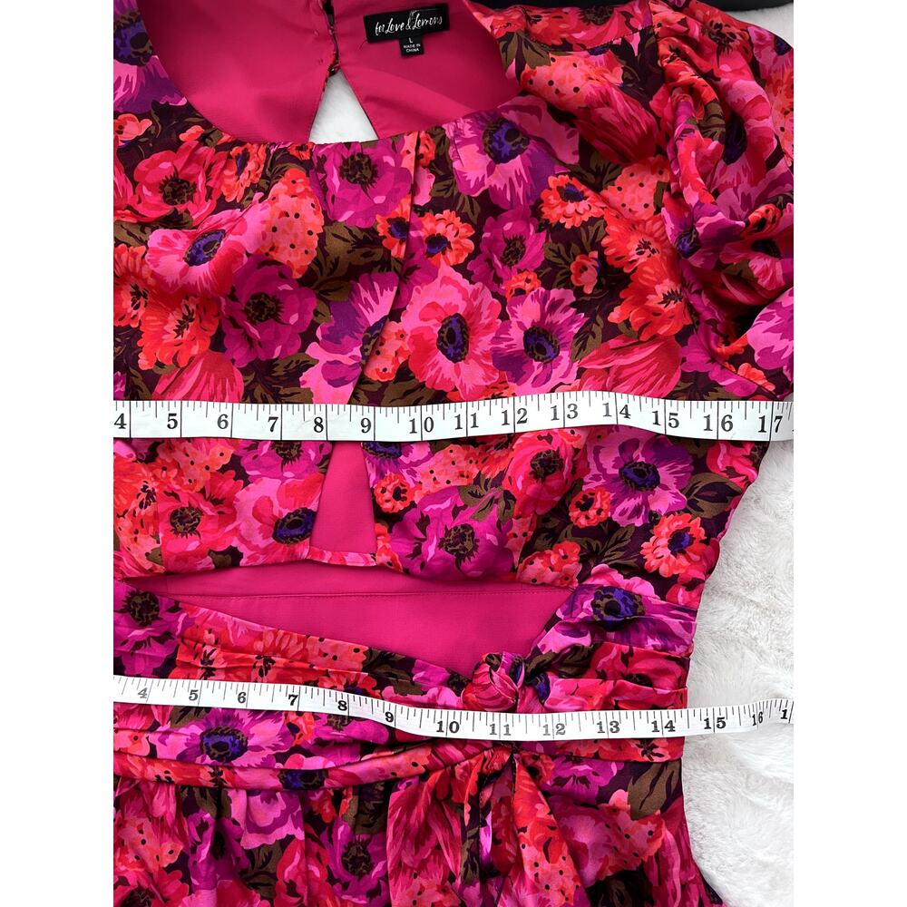 For Love & Lemons Lauren Floral Cutout Mini Dress - Red, Size L - Picture 6 of 7